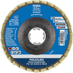 PFERD - Flap Discs; Abrasive Type: Non-Woven ; Flap Disc Type: Compact ; Disc Diameter (Inch): 5 ; Abrasive Material: Aluminum Oxide ; Grit: 180 ; Attaching System: Quick Change X-Lock - Exact Industrial Supply