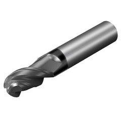 Sandvik Coromant - 7.12mm Diam, 5/8" LOC, 3 Flute Solid Carbide Ball End Mill - Exact Industrial Supply