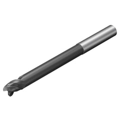 Corner Radius End Mill: 1″ Dia, 1-1/4″ LOC, 0.033″ Radius, 3 Flutes, Solid Carbide 5″ OAL, 1″ Shank Dia, 38 ° Helix, AlTiN Coated, Corner Radius End, Centercutting, Series CoroMill Dura