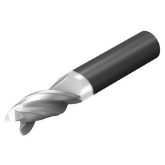 Square End Mill: 1/4'' Dia, 1'' LOC, 1/4'' Shank Dia, 3'' OAL, 3 Flutes, Solid Carbide Single End, Uncoated, 35 ° Variable Helix, Centercutting, RH Cut, RH Flute, Series CoroMill Dura