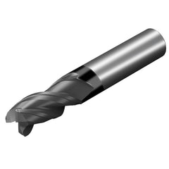 Square End Mill: 1/2'' Dia, 5/8'' LOC, 1/2'' Shank Dia, 2-1/2'' OAL, 3 Flutes, Solid Carbide Single End, AlTiN Finish, 38 ° Variable Helix, Centercutting, RH Cut, RH Flute, Series CoroMill Dura