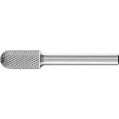 PFERD - SC-3, 3/8" Cut Diam, 1/4" Shank Diam, Carbide Diamond Pattern Cylinder with Radius End Burr - Exact Industrial Supply