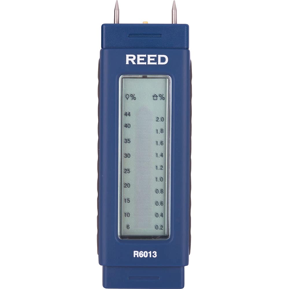 REED Instruments - Moisture Meters & Analyzers; Type: Pocket Size Moisture Meter ; Applications: Construction and Building Projects Remediation and Restoration Woodworking ; Accuracy (Percentage): Wood: ?1%, Materials: ?0.05% ; Minimum Operating Temperat - Exact Industrial Supply