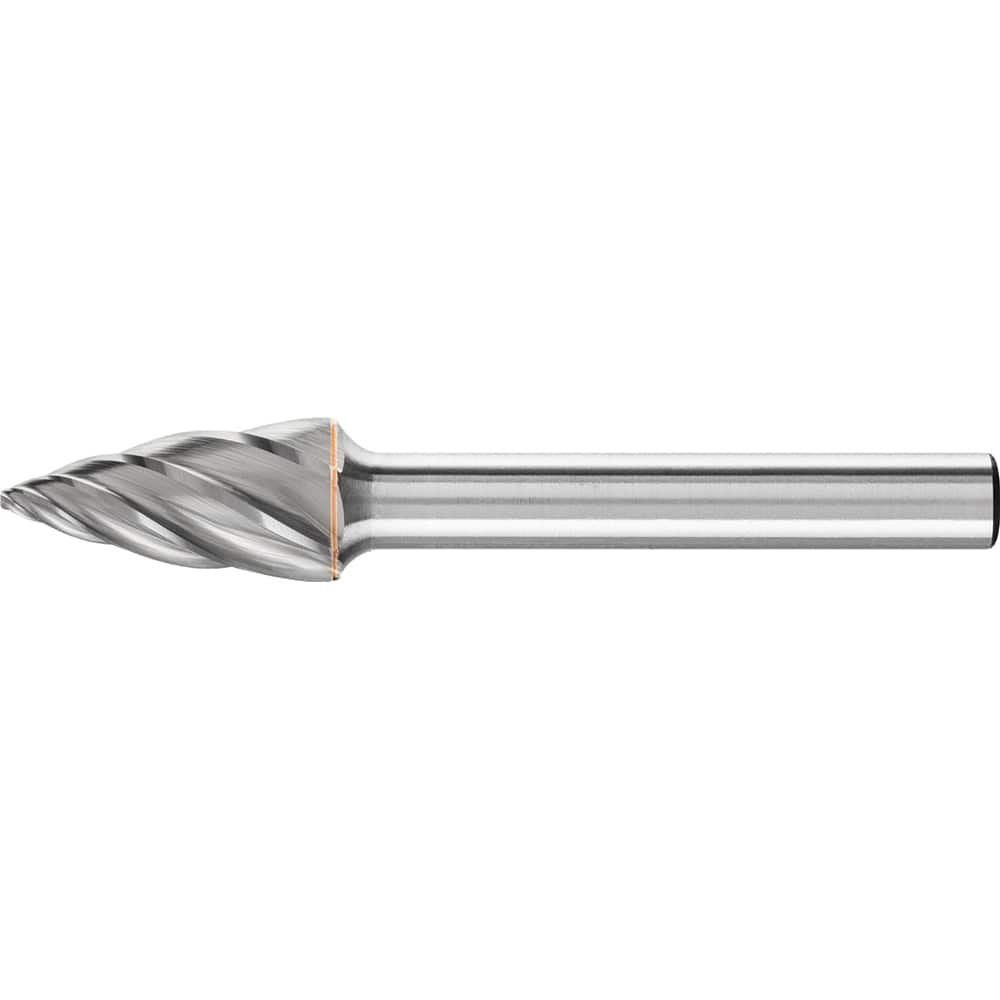 PFERD - SG-3, 3/8" Cut Diam, 1/4" Shank Diam, Carbide End Cut Aluma Cut Tree with Pointed End Burr - Exact Industrial Supply