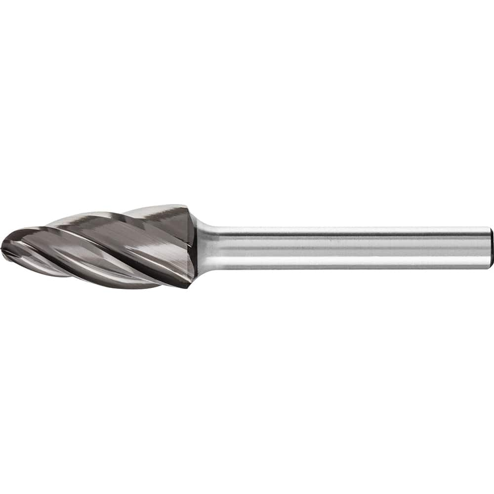 PFERD - SF-5, 1/2" Cut Diam, 1/4" Shank Diam, Carbide End Cut Aluma Cut Tree with Radius End Burr - Exact Industrial Supply