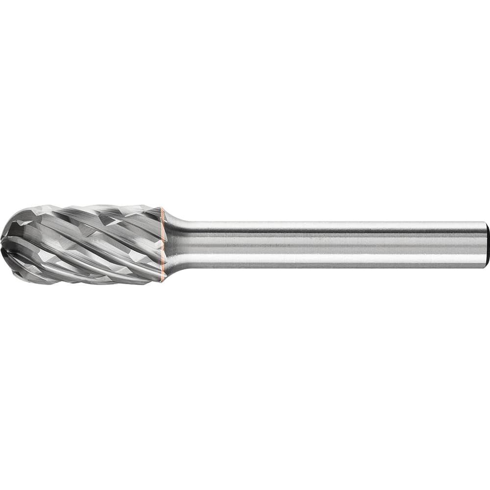 PFERD - SC-3, 3/8" Cut Diam, 1/4" Shank Diam, Carbide End Cut Diamond Cut Cylinder with Radius End Burr - Exact Industrial Supply