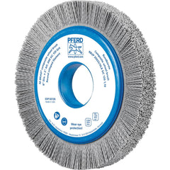 PFERD - Wheel Brushes; Outside Diameter (Inch): 8 ; Wire Type: Crimped; Round ; Fill Material: Nylon; Silicon Carbide ; Trim Length (Inch): 1-1/4 ; Filament Wire Diameter Range: 0.0300 & Above ; Maximum RPM: 3600.000 - Exact Industrial Supply