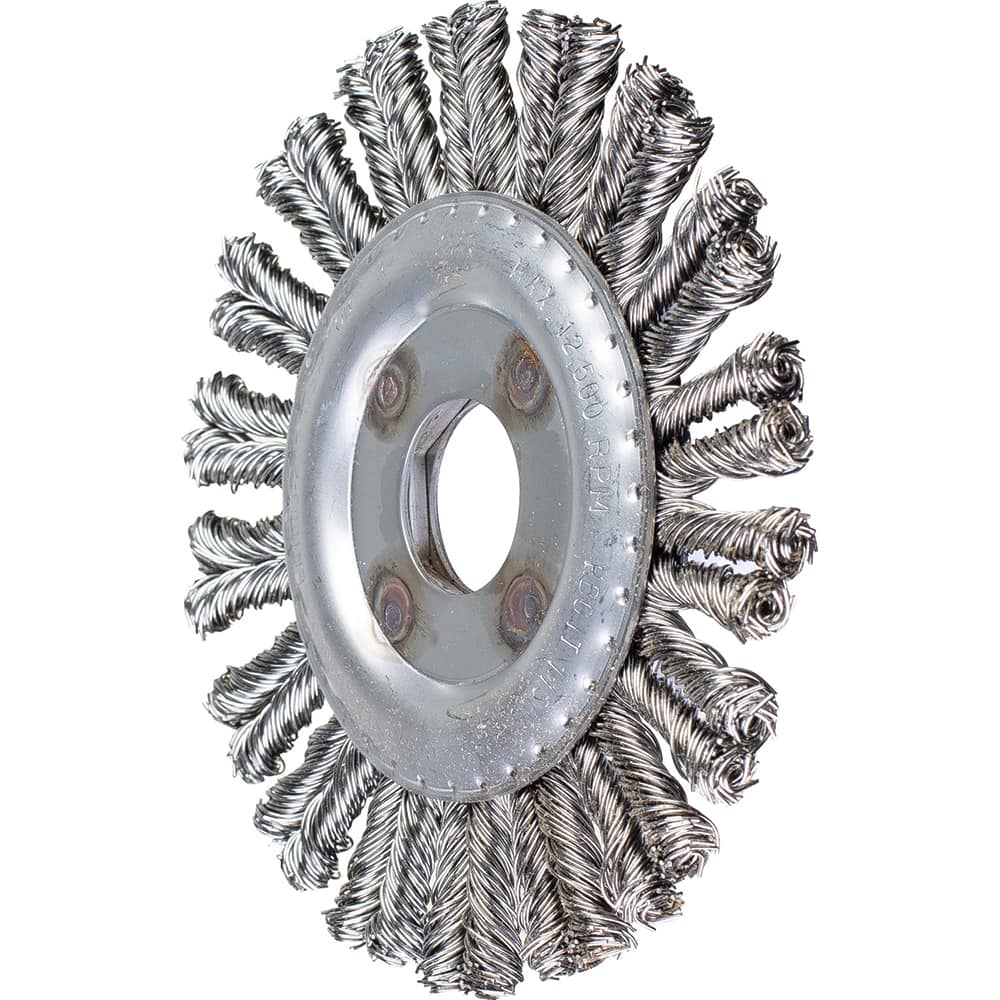 PFERD - Wheel Brushes; Outside Diameter (Inch): 4-1/2 ; Wire Type: Knotted ; Fill Material: Stainless Steel ; Trim Length (Inch): 7/8 ; Filament Wire Diameter Range: 0.0200-0.0299 ; Maximum RPM: 12500.000 - Exact Industrial Supply