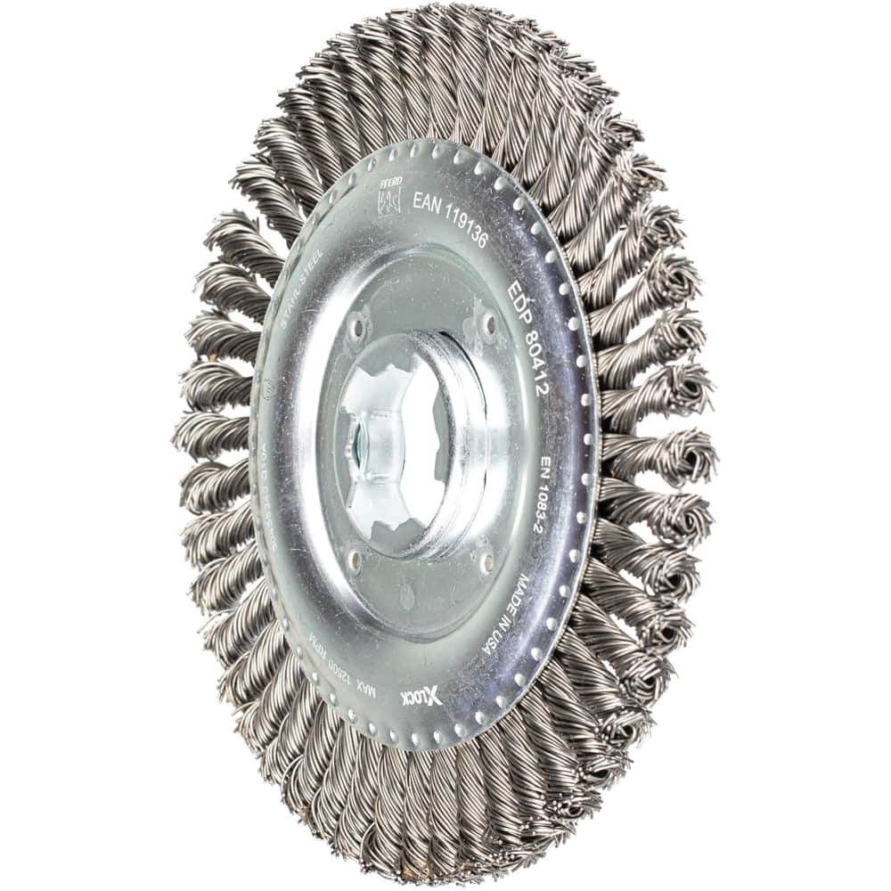 PFERD - Wheel Brushes; Outside Diameter (Inch): 4-7/8 ; Wire Type: Knotted ; Fill Material: Carbon Steel ; Trim Length (Inch): 3/4 ; Filament Wire Diameter Range: 0.0200-0.0299 ; Maximum RPM: 20000.000 - Exact Industrial Supply