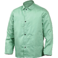 Large - Green Flame Retardant 9 oz Cotton Jackets - Jackets are 30″ long - Makers Industrial Supply