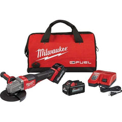 Milwaukee Tool - 4-1/2 - 6" Wheel Diam, 9,000 RPM, Cordless Angle & Disc Grinder - 5/8-11 Spindle, 18 Volts, 6 Amps, Side Exhaust - Makers Industrial Supply