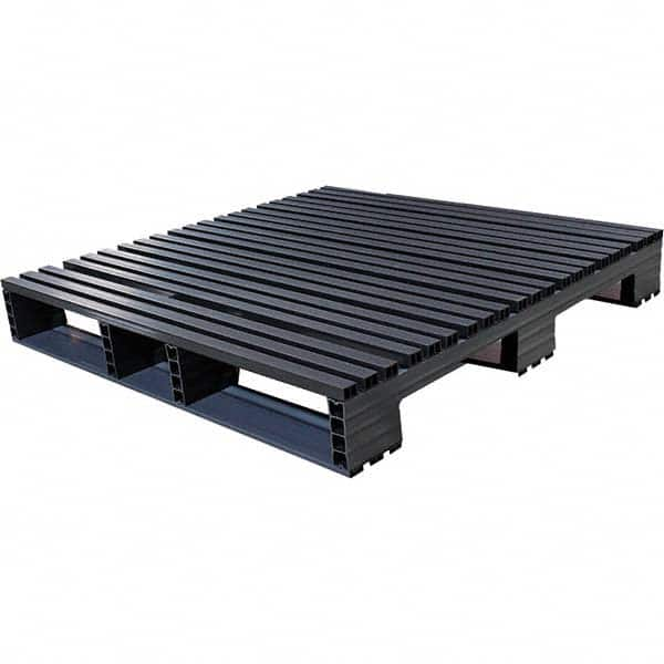 Custom Built Plastic Pallets - 45" Long x 45" & Wide x 6-1/2" High Plastic Pallet - 1,500 Lb Static Capacity, 500 Lb Dynamic Capacity, Black - Makers Industrial Supply