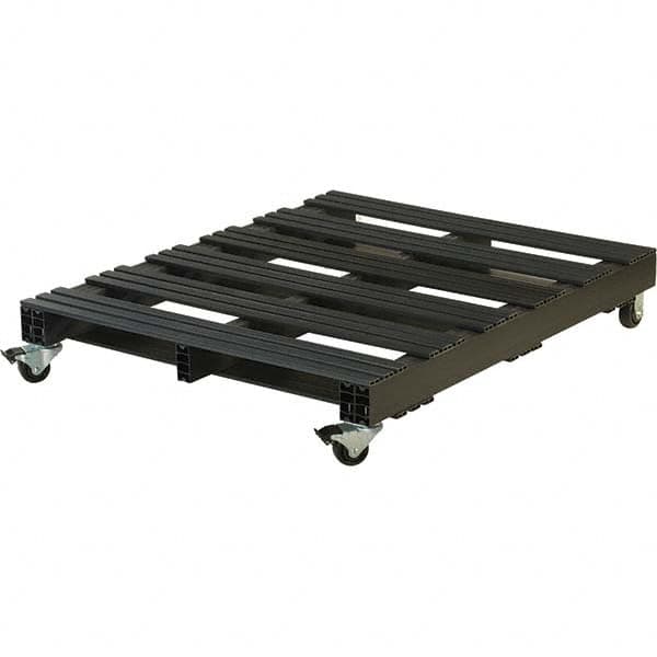 Custom Built Plastic Pallets - 48" Long x 40" & Wide x 9" High Plastic Pallet - 1,500 Lb Static Capacity, 750 Lb Dynamic Capacity, Black - Makers Industrial Supply