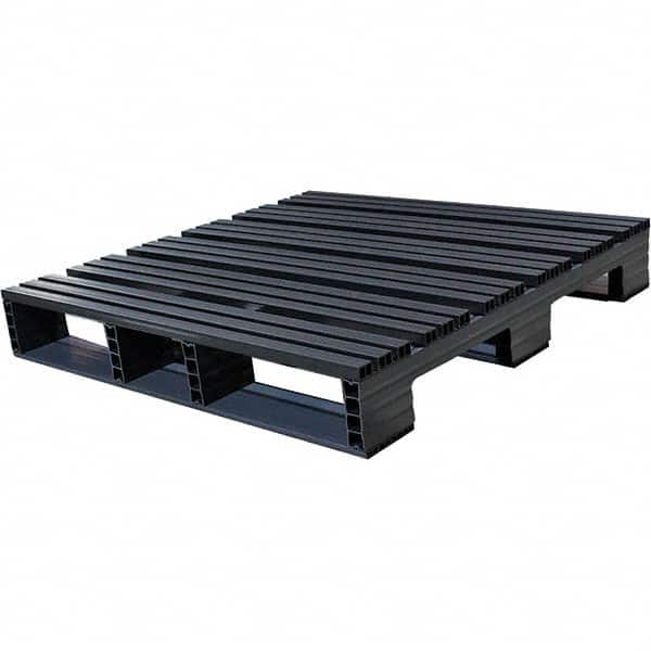 Custom Built Plastic Pallets - 42" Long x 42" & Wide x 6-1/2" High Plastic Pallet - 1,500 Lb Static Capacity, 500 Lb Dynamic Capacity, Black - Makers Industrial Supply