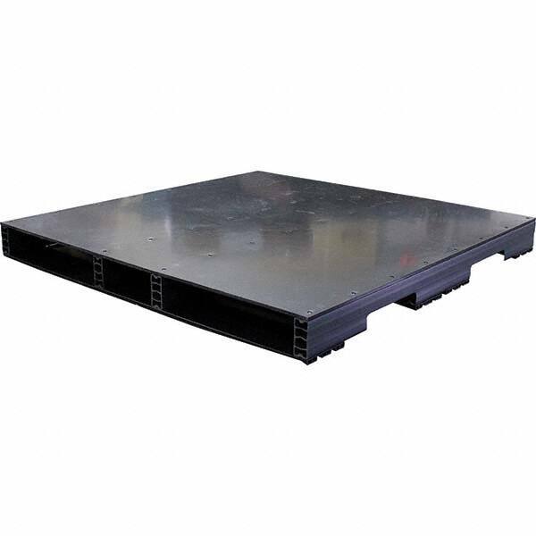 Custom Built Plastic Pallets - 48" Long x 48" & Wide x 4.4" High Plastic Pallet - 1,500 Lb Static Capacity, 500 Lb Dynamic Capacity, Black - Makers Industrial Supply