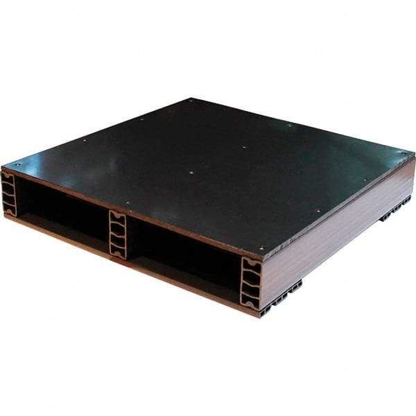 Custom Built Plastic Pallets - 24" Long x 24" & Wide x 4.4" High Plastic Pallet - 1,500 Lb Static Capacity, 500 Lb Dynamic Capacity, Black - Makers Industrial Supply