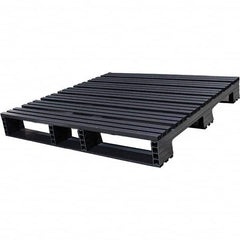 Custom Built Plastic Pallets - 48" Long x 48" & Wide x 6-1/2" High Plastic Pallet - 1,500 Lb Static Capacity, 500 Lb Dynamic Capacity, Black - Makers Industrial Supply