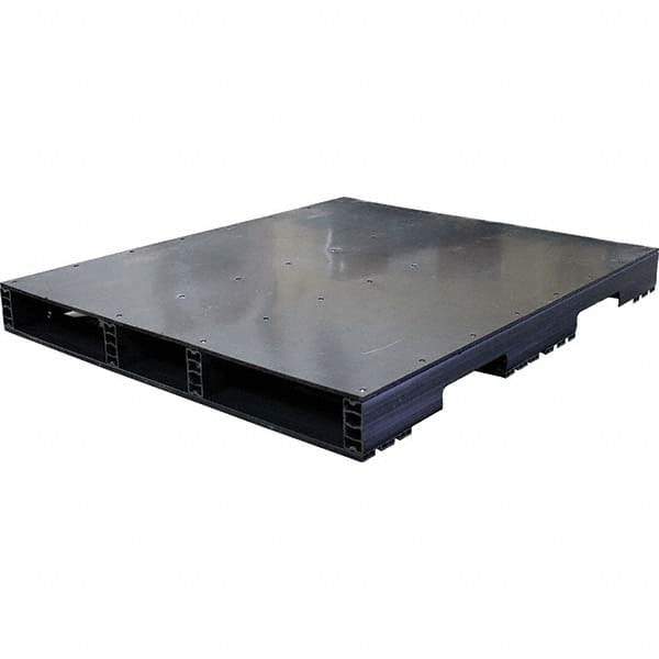 Custom Built Plastic Pallets - 48" Long x 40" & Wide x 4.4" High Plastic Pallet - 1,500 Lb Static Capacity, 500 Lb Dynamic Capacity, Black - Makers Industrial Supply