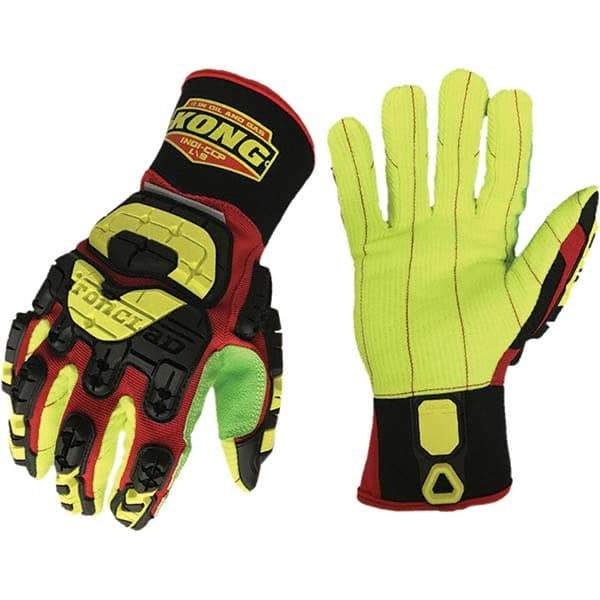 ironCLAD - Size 2XL (11), ANSI Cut Lvl A2, Cut Resistant Gloves - 11" Long, Uncoated, Unlined, Slip-On Cuff, Red/Green, Paired - Makers Industrial Supply