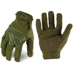 ironCLAD - Size M (8) Synthetic Leather Work Gloves - For Mechanic's & Lifting, Uncoated, Hook & Loop Cuff, Full Fingered, Olive Drab Green, Paired - Makers Industrial Supply