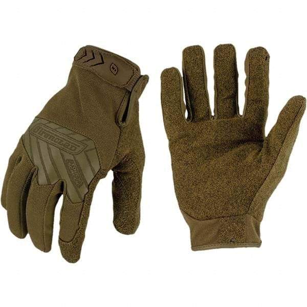 ironCLAD - Size 2XL (11) Synthetic Leather Work Gloves - For Mechanic's & Lifting, Uncoated, Hook & Loop Cuff, Full Fingered, Coyote, Paired - Makers Industrial Supply