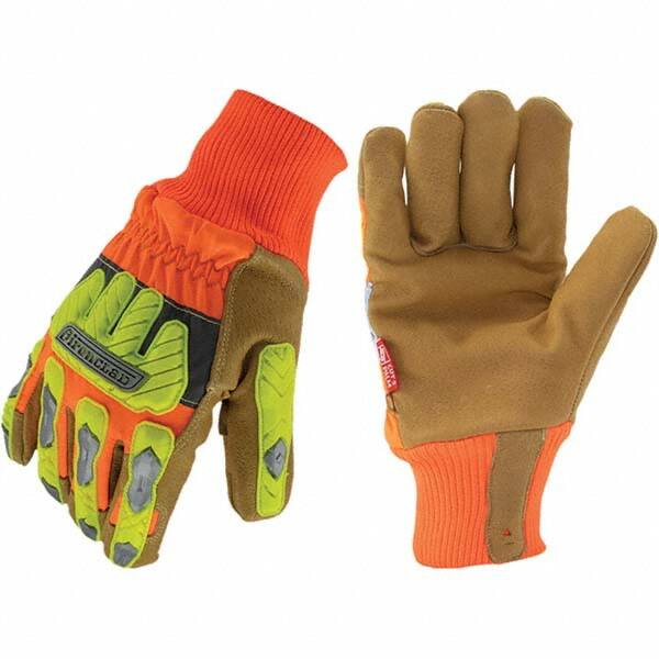 ironCLAD - Size S (7), ANSI Cut Lvl A6, Abrasion Lvl 3, Cut Resistant Gloves - 11" Long, Uncoated, Unlined, Knit Wrist, Hi-Vis Orange/Yellow, Paired - Makers Industrial Supply