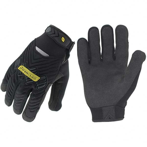 ironCLAD - Size M (8), ANSI Cut Lvl A2, Abrasion Lvl 3, Cut Resistant Gloves - 8.75" Long, Uncoated, Unlined, Hook & Loop Cuff, Black, Paired - Makers Industrial Supply