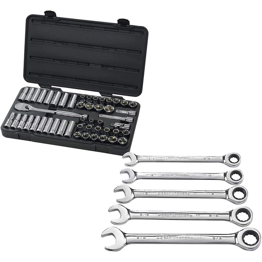 GEARWRENCH - Socket Sets; Measurement Type: Inch/Metric ; Drive Size: 1/2 ; Minimum Size (mm): 10.00 ; Minimum Size (Inch): 7/16 ; Maximum Size (mm): 24.00 ; Maximum Size (Inch): 1-1/8 - Exact Industrial Supply