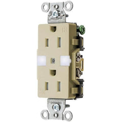 Hubbell Wiring Device-Kellems - 125V 15A NEMA 5-15R Commercial Grade Ivory Straight Blade Duplex Receptacle - Makers Industrial Supply