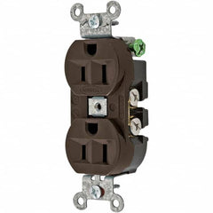 Hubbell Wiring Device-Kellems - 125V 15A NEMA 5-15R Industrial Grade Gray Straight Blade Duplex Receptacle - Makers Industrial Supply