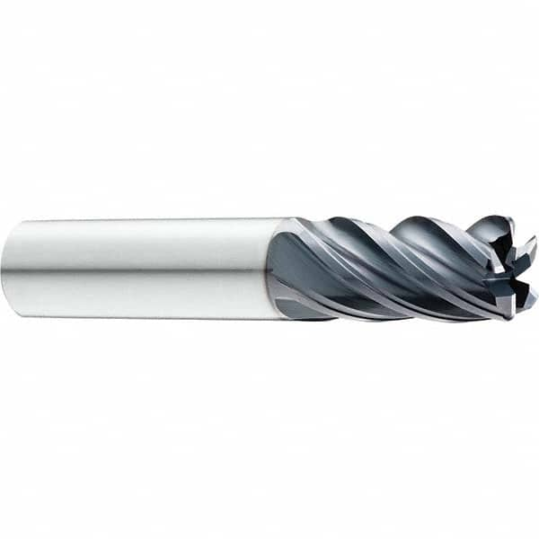 Corner Radius End Mill: 3/4″ Dia, 7/8″ LOC, 0.06″ Radius, 5 Flutes, Solid Carbide 4″ OAL, 3/4″ Shank Dia, 37 ° Helix, AlTiN Coated, Series Z5C