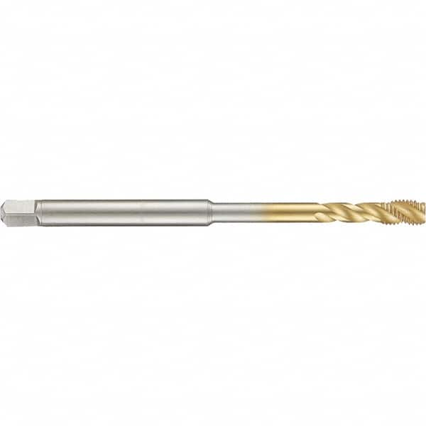 Guhring - 6-32 UNC 3 Flute 2B Modified Bottoming Spiral Flute Tap - High Speed Steel, TiN Finish, 4" OAL, Right Hand Flute, Right Hand Thread, H3/H4, Series 4283 - Makers Industrial Supply