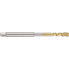 Guhring - 6-32 UNC 3 Flute 2B Modified Bottoming Spiral Flute Tap - High Speed Steel, TiN Finish, 4" OAL, Right Hand Flute, Right Hand Thread, H3/H4, Series 4283 - Makers Industrial Supply