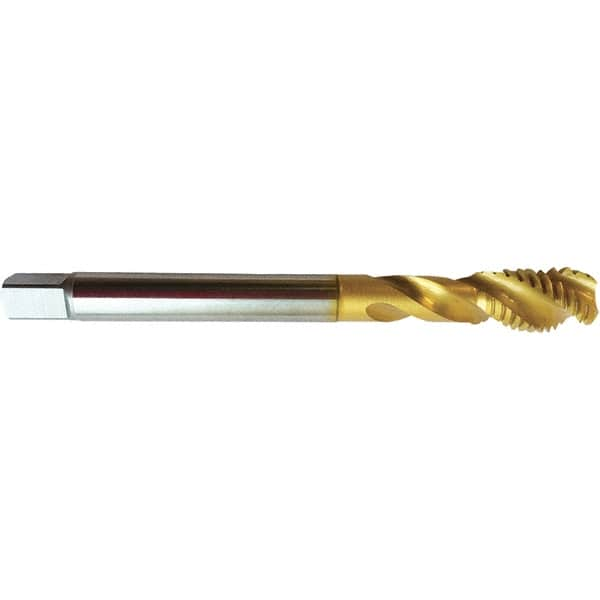 Guhring - 5/16-24 UNF 3 Flute 2BX Modified Bottoming Spiral Flute Tap - High Speed Steel, TiN Finish, 3.5433" OAL, Right Hand Flute, Right Hand Thread, H4/H5, Series 4393 - Makers Industrial Supply