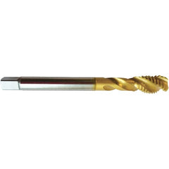 Guhring - 5/16-24 UNF 3 Flute 2BX Modified Bottoming Spiral Flute Tap - High Speed Steel, TiN Finish, 3.5433" OAL, Right Hand Flute, Right Hand Thread, H4/H5, Series 4393 - Makers Industrial Supply