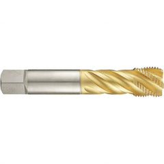 Guhring - 1-8 UNF 4 Flute 2B Modified Bottoming Spiral Flute Tap - High Speed Steel, TiN Finish, 6.2992" OAL, Right Hand Flute, Right Hand Thread, H6, Series 4289 - Makers Industrial Supply