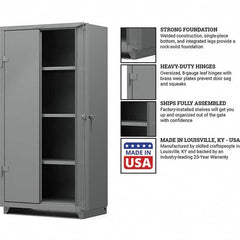 Strong Hold - 3 Shelf Locking Storage Cabinet - Steel, 36" Wide x 24" Deep x 75" High, Medium Gray - Makers Industrial Supply