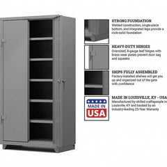 Strong Hold - 5 Shelf Locking Storage Cabinet - Steel, 36" Wide x 24" Deep x 75" High, Medium Gray - Makers Industrial Supply