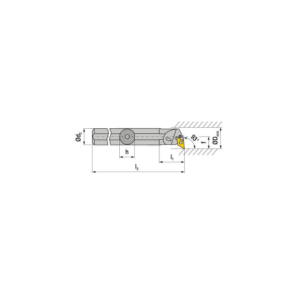 Indexable Boring Bar:  S50W PDUNL 15,  63.00 mm Min Bore,  50.00 mm Shank Dia,  93.00&deg N/A Steel 450.0000″ OAL,  Lever Clamp,