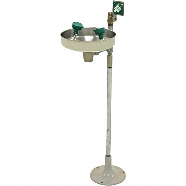 Haws - 11" Wide x 40" High, Pedestal Mount, Stainless Steel Bowl, Eyewash Station - 5 GPM Flow Rate - Makers Industrial Supply