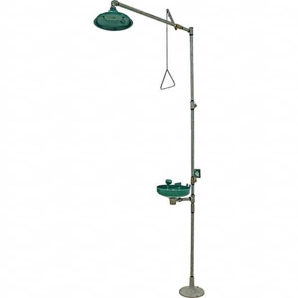 Haws - 25 GPM shower Flow, Drench shower & Eyewash Station - Bowl, Push Flag Activated, Galvanized Steel Pipe, Plastic Shower Head - Makers Industrial Supply