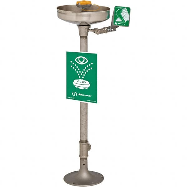 Haws - 15" Wide x 40" High, Pedestal Mount, Stainless Steel Bowl, Eye & Face Wash Station - 11" Inlet, 3.7 GPM Flow Rate - Makers Industrial Supply