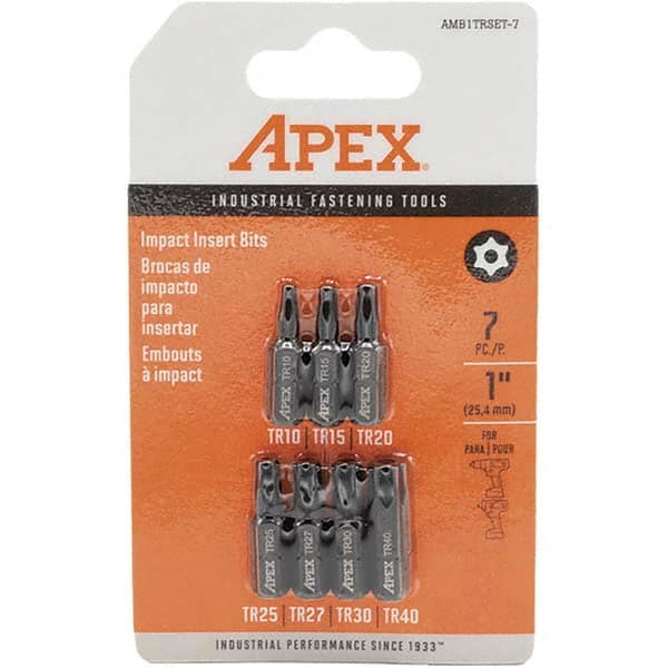 Apex - 1/4" Drive Torx Screwdriver Bit - 1" OAL, Insert Bit - Makers Industrial Supply