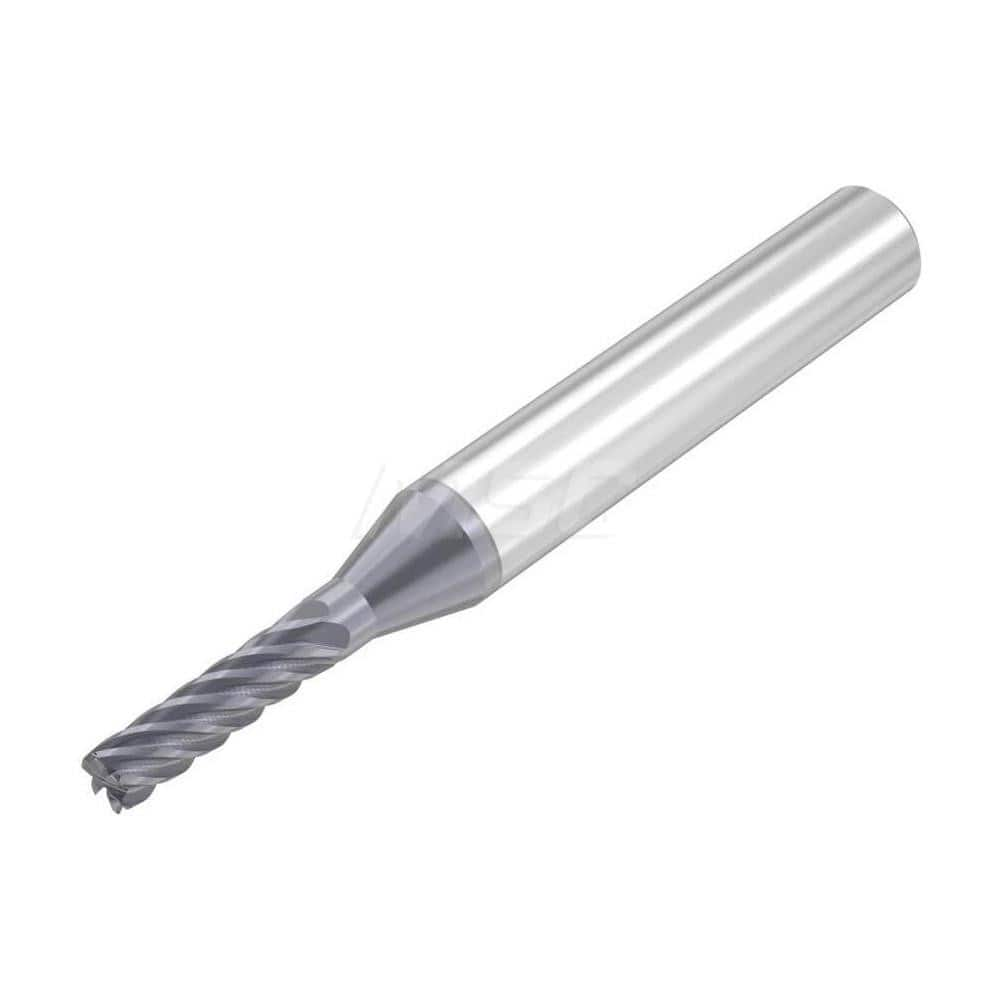 Roughing & Finishing End Mills; Mill Diameter (Decimal Inch): 0.1250; Mill Diameter (Inch): 1/8; End Type: Corner Radius; Corner Radius (Decimal Inch): 0.0100; Number of Flutes: 6; Material: Solid Carbide; Finish/Coating: AlTiN; Length of Cut (Inch): 3/16