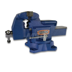 Bench Vise: 4″ Jaw Width, 5″ Jaw Opening, 3″ Throat Depth Bolt Down Base, Swivel, Ductile Cast Iron