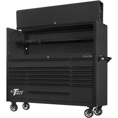 Tool Storage Combos & Systems; Type: Roller Cabinet with Hutch Combo; Drawers Range: More than 15 Drawers; Number of Pieces: 2.000; Width Range: 72″ and Wider; Depth Range: 18″ - 23.9″; Height Range: 60″ and Higher; Color: Combo Matte Black with Black Tri