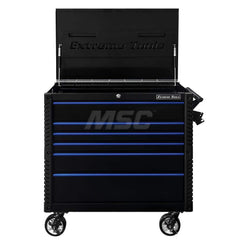 Tool Storage Carts; Type: Tool Cart; Number of Drawers: 6.000; Width Range: 36″ - 47.9″; Depth Range: 24″ - 29.9″; Height Range: 36″ - 47.9″; Load Capacity (Lb.): 1600.000; Color: Cart Black with Blue Trim; Type: Tool Cart