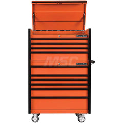 Tool Storage Combos & Systems; Type: Roller Cabinet with Top Chest Combo; Drawers Range: 5 - 10 Drawers; Number of Pieces: 2.000; Width Range: 36″ - 47.9″; Depth Range: 18″ - 23.9″; Height Range: 60″ and Higher; Color: Combo Orange with Black Trim; Type: