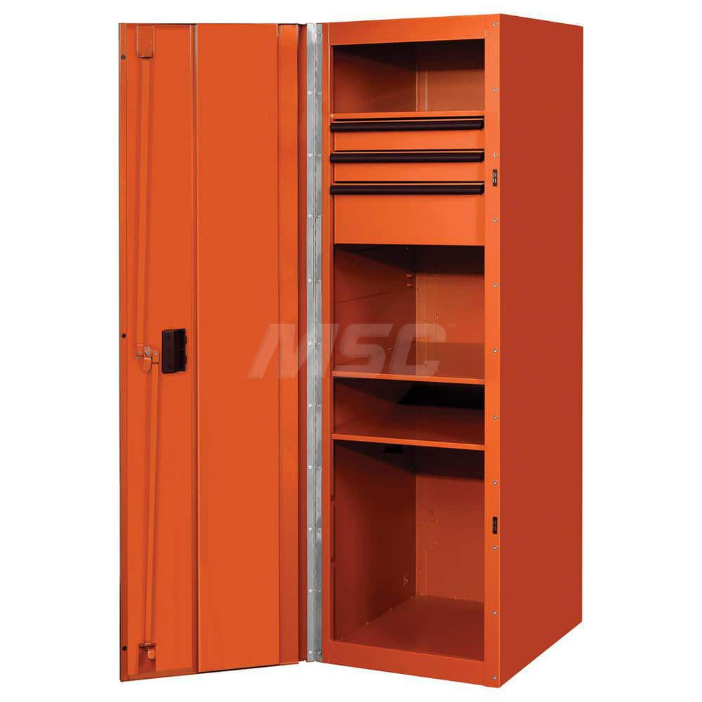 Bases & Risers & Add-Ons; Type: Side Locker; For Use With: RX722519RCORBK; RX722501HCORBK; Width (Inch): 64; Depth (Inch): 28; Number Of Drawers: 3.000; Height (Inch): 24; For Use With: RX722519RCORBK; RX722501HCORBK; Color: Trim Black; Cabinet Orange; Nu