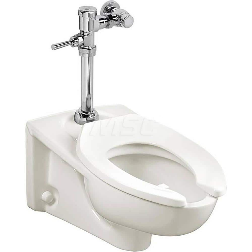 Toilets; Type: Toilet with Exposed Manual Flush Valve; Bowl Shape: Elongated; Mounting Style: Wall; Gallons Per Flush: 1.1; Overall Height: 29-5/8; Overall Width: 14; Overall Depth: 26; Rim Height: 15; Trapway Size: 2-1/8; Rough In Size: 11.50; Material: